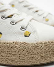 Carica l'immagine nel visualizzatore di Gallery, Sneakers Platform in Tela con Ricami e Suola in Corda di Raffia - Stile Espadrilles Estive