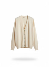 Carica l'immagine nel visualizzatore di Gallery, CARDIGAN BEIGE MADE IN ITALY IN MISTO LANA E CASHMERE