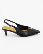 Carica l'immagine nel visualizzatore di Gallery, Décolleté Slingback in Vera Pelle con Dettaglio Gioiello Dorato