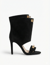 Carica l'immagine nel visualizzatore di Gallery, Sandali con Taco Alto in Ecopelle con Dettagli Dorati 3 Colori