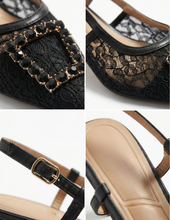 Carica l'immagine nel visualizzatore di Gallery, Décolleté Slingback in Ecopelle con Fibbia Gioiello e Tacco Medio Elegante