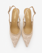 Carica l'immagine nel visualizzatore di Gallery, Décolleté Slingback Eleganti con Tomaia in Pizzo Floreale e Sottopiede in Vera Pelle