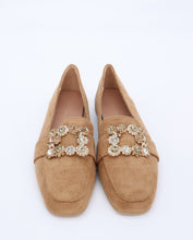 Carica l'immagine nel visualizzatore di Gallery, Mocassino ballerina scamosciato con fibbia quadrata di gioielli