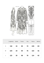 Carica l'immagine nel visualizzatore di Gallery, Abito in Viscosa a Stampa Araldica con Bottoni, Strass e Cintura