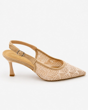 Carica l'immagine nel visualizzatore di Gallery, Décolleté Slingback Eleganti con Tomaia in Pizzo Floreale e Sottopiede in Vera Pelle