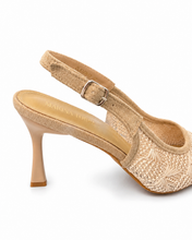 Carica l'immagine nel visualizzatore di Gallery, Décolleté Slingback Eleganti con Tomaia in Pizzo Floreale e Sottopiede in Vera Pelle