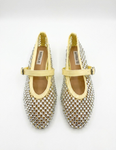 Carica l'immagine nel visualizzatore di Gallery, Ballerine Mary Jane in Eco-pelle con Rete Traforata e Strass