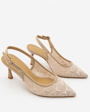 Carica l'immagine nel visualizzatore di Gallery, Décolleté Slingback Eleganti con Tomaia in Pizzo Floreale e Sottopiede in Vera Pelle