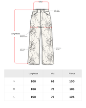 Carica l'immagine nel visualizzatore di Gallery, Jeans Wide-Leg a Vita Alata con Motivo Floreale Rosa