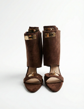 Carica l'immagine nel visualizzatore di Gallery, Sandali con Taco Alto in Ecopelle con Dettagli Dorati 3 Colori