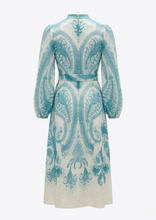 Carica l'immagine nel visualizzatore di Gallery, Abito in Viscosa a Stampa Araldica con Bottoni, Strass e Cintura