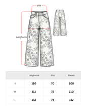 Carica l'immagine nel visualizzatore di Gallery, Jeans Wide-Leg a Vita Media con Grafica Floreale