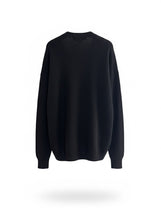 Carica l'immagine nel visualizzatore di Gallery, CARDIGAN NERO MADE IN ITALY IN MISTO LANA E CASHMERE