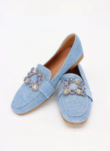 Carica l'immagine nel visualizzatore di Gallery, Mocassino ballerina scamosciato con fibbia quadrata di gioielli
