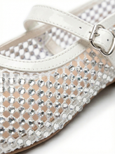Carica l'immagine nel visualizzatore di Gallery, Ballerine Mary Jane in Eco-pelle con Rete Traforata e Strass