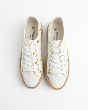 Carica l'immagine nel visualizzatore di Gallery, Sneakers Platform in Tela con Ricami e Suola in Corda di Raffia - Stile Espadrilles Estive