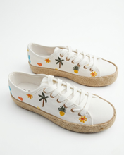 Carica l'immagine nel visualizzatore di Gallery, Sneakers Platform in Tela con Ricami e Suola in Corda di Raffia - Stile Espadrilles Estive