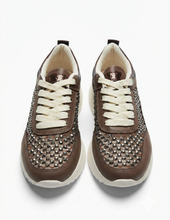 Carica l'immagine nel visualizzatore di Gallery, Sneakers Donna in Eco-pelle con Inserti in Rete Traforata e Strass