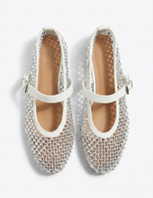 Carica l'immagine nel visualizzatore di Gallery, Ballerine Mary Jane in Eco-pelle con Rete Traforata e Strass