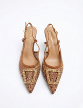Carica l'immagine nel visualizzatore di Gallery, Décolleté Slingback in Ecopelle con Fibbia Gioiello e Tacco Medio Elegante