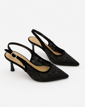 Carica l'immagine nel visualizzatore di Gallery, Décolleté Slingback Eleganti con Tomaia in Pizzo Floreale e Sottopiede in Vera Pelle