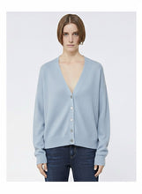 Carica l'immagine nel visualizzatore di Gallery, CARDIGAN CELESTE MADE IN ITALY IN MISTO LANA E CASHMERE