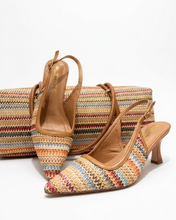 Carica l'immagine nel visualizzatore di Gallery, Sandali Slingback Eleganti in Vera Pelle con Lavorazione Intrecciata Multicolore
