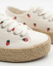 Carica l'immagine nel visualizzatore di Gallery, Sneakers Platform in Tela con Ricami e Suola in Corda di Raffia - Stile Espadrilles Estive