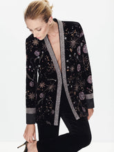 Carica l'immagine nel visualizzatore di Gallery, Giacca Kimono in Effetto Velluto con Ricami Fatti a Mano