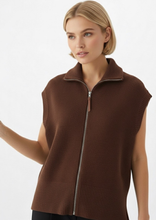 Carica l'immagine nel visualizzatore di Gallery, Gilet Minimalista in Maglia Marrone con Zip