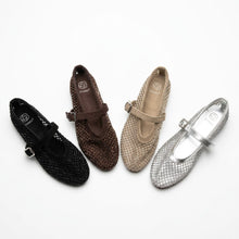 Carica l'immagine nel visualizzatore di Gallery, Ballerine Mary Jane in Pelle Ecologica con Micro-Strass