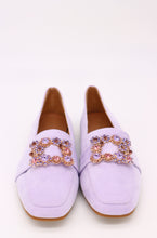 Carica l'immagine nel visualizzatore di Gallery, Mocassino ballerina scamosciato con fibbia quadrata di gioielli