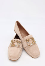 Carica l'immagine nel visualizzatore di Gallery, Mocassino ballerina scamosciato con fibbia quadrata di gioielli