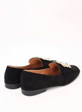 Carica l'immagine nel visualizzatore di Gallery, Mocassino ballerina scamosciato con fibbia quadrata di gioielli