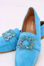 Carica l'immagine nel visualizzatore di Gallery, Mocassino ballerina scamosciato con fibbia quadrata di gioielli