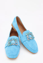 Carica l'immagine nel visualizzatore di Gallery, Mocassino ballerina scamosciato con fibbia quadrata di gioielli
