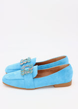 Carica l'immagine nel visualizzatore di Gallery, Mocassino ballerina scamosciato con fibbia quadrata di gioielli