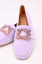 Carica l'immagine nel visualizzatore di Gallery, Mocassino ballerina scamosciato con fibbia quadrata di gioielli