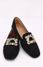 Carica l'immagine nel visualizzatore di Gallery, Mocassino ballerina scamosciato con fibbia quadrata di gioielli