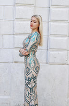 Carica l'immagine nel visualizzatore di Gallery, Abito lungo elegante con ricamo di paillettes e manica lunga