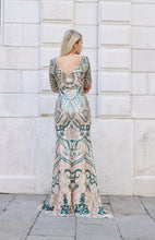 Carica l'immagine nel visualizzatore di Gallery, Abito lungo elegante con ricamo di paillettes e manica lunga