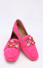 Carica l'immagine nel visualizzatore di Gallery, Mocassino ballerina scamosciato con fibbia quadrata di gioielli