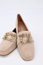 Carica l'immagine nel visualizzatore di Gallery, Mocassino ballerina scamosciato con fibbia quadrata di gioielli