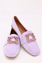 Carica l'immagine nel visualizzatore di Gallery, Mocassino ballerina scamosciato con fibbia quadrata di gioielli
