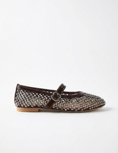 Carica l'immagine nel visualizzatore di Gallery, Ballerine Mary Jane in Eco-pelle con Rete Traforata e Strass
