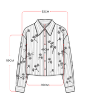 Carica l'immagine nel visualizzatore di Gallery, Camicia a Righe con Ricami Floreali e Pailettes - Design Francese
