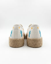 Carica l'immagine nel visualizzatore di Gallery, Sneakers Platform in Tela con Ricami e Suola in Corda di Raffia - Stile Espadrilles Estive
