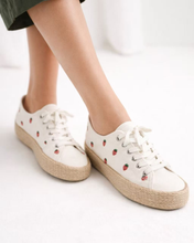 Carica l'immagine nel visualizzatore di Gallery, Sneakers Platform in Tela con Ricami e Suola in Corda di Raffia - Stile Espadrilles Estive
