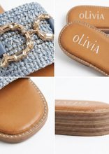Carica l'immagine nel visualizzatore di Gallery, Ciabattine in Raffia Naturale e Pelle Ecologica con Dettaglio Bijoux
