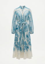 Carica l'immagine nel visualizzatore di Gallery, Abito in Viscosa a Stampa Araldica con Bottoni, Strass e Cintura
